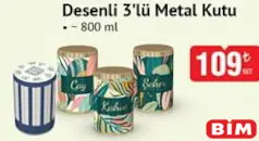 DESENLİ 3’LÜ METAL KUTU 800 ML